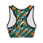 Pineapple Striped Pattern Print Women's Sports Bra
