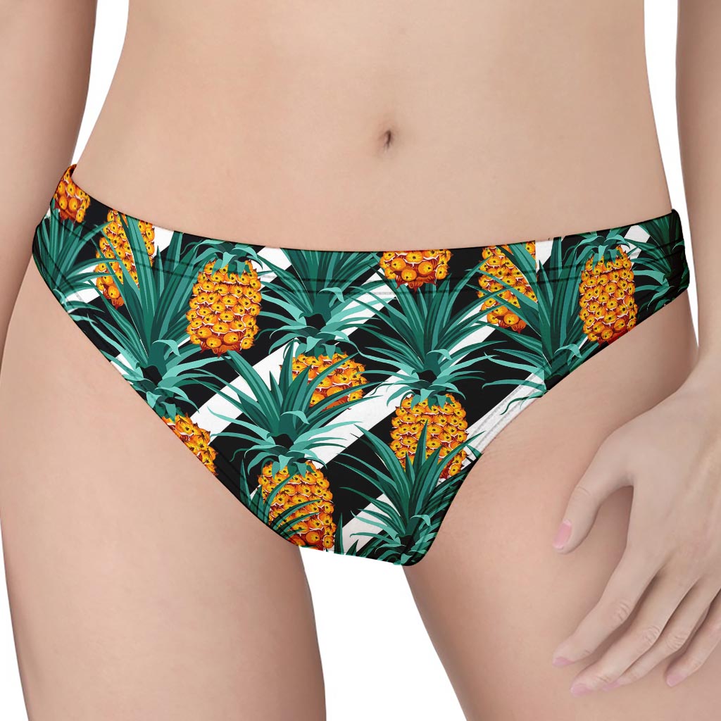 Pineapple Striped Pattern Print Women's Thong