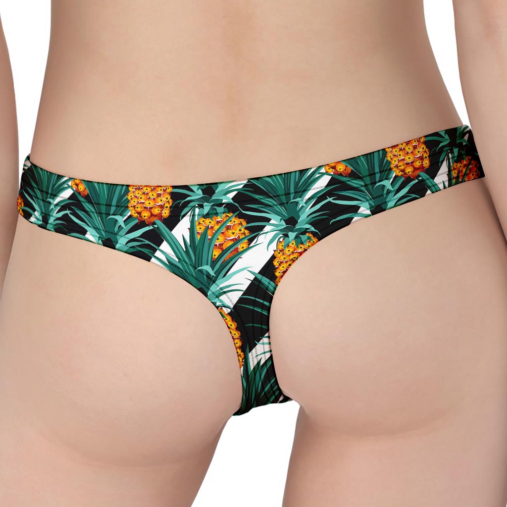Pineapple Striped Pattern Print Women's Thong
