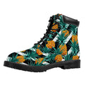 Pineapple Striped Pattern Print Padded Collar Lace Up Boots