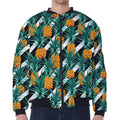 Pineapple Striped Pattern Print Zip Sleeve Bomber Jacket