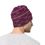 Pink African Ethnic Pattern Print Beanie