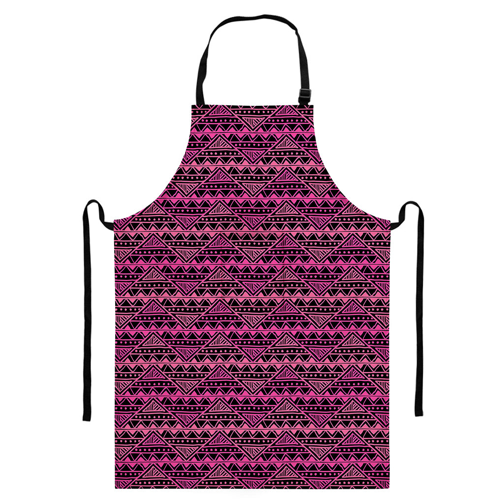 Pink African Ethnic Pattern Print Bib Apron With Pocket