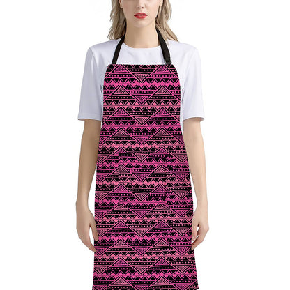 Pink African Ethnic Pattern Print Bib Apron With Pocket