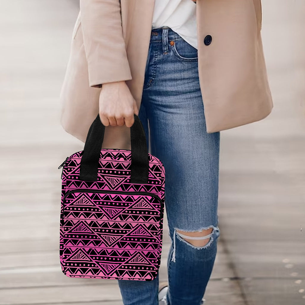 Pink African Ethnic Pattern Print Bible Tote Bag