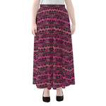 Pink African Ethnic Pattern Print Chiffon Maxi Skirt