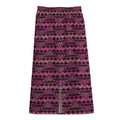 Pink African Ethnic Pattern Print Cotton Front Slit Maxi Skirt