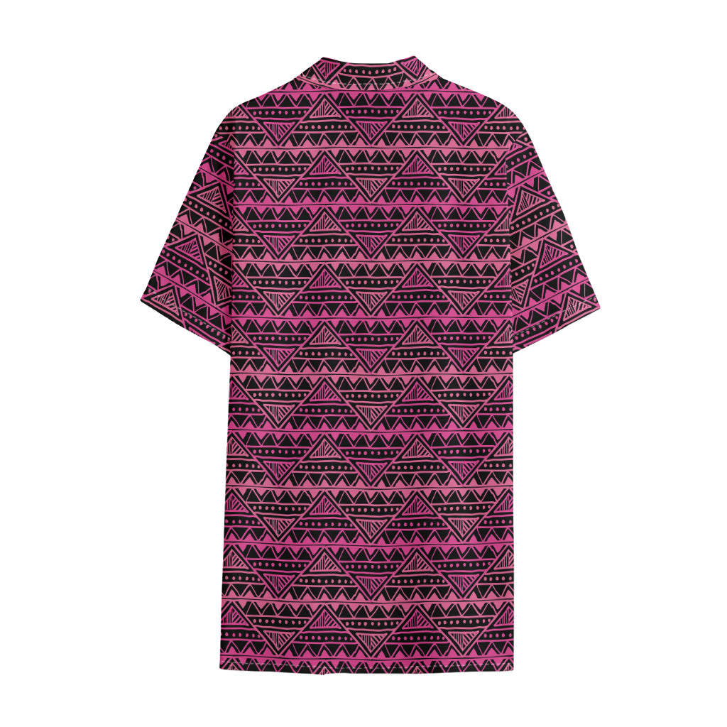 Pink African Ethnic Pattern Print Cotton Hawaiian Shirt