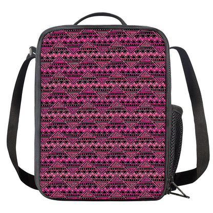 Pink African Ethnic Pattern Print Crossbody Lunch Bag