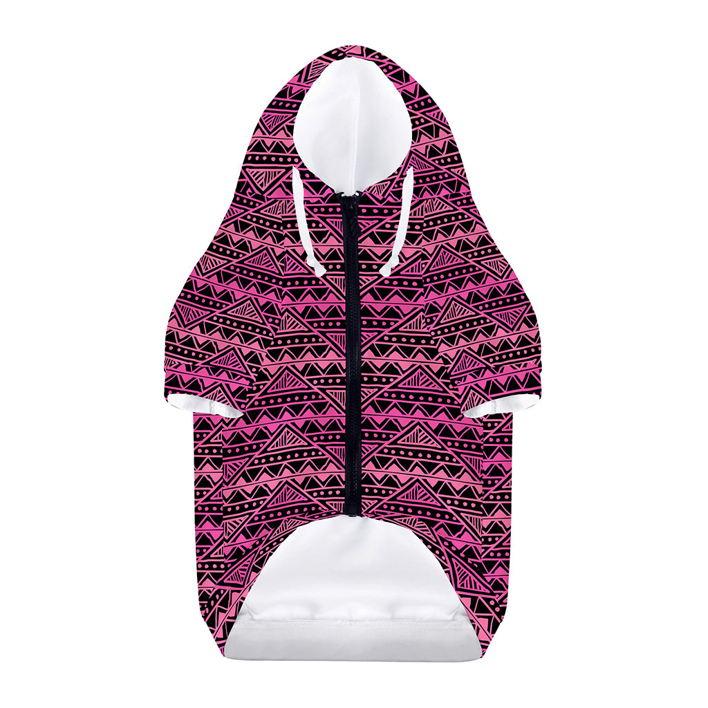 Pink African Ethnic Pattern Print Dog Zip Up Hoodie