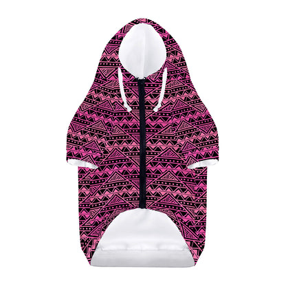 Pink African Ethnic Pattern Print Dog Zip Up Hoodie