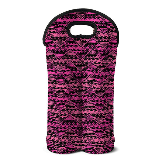 Pink African Ethnic Pattern Print Double Neoprene Wine Tote