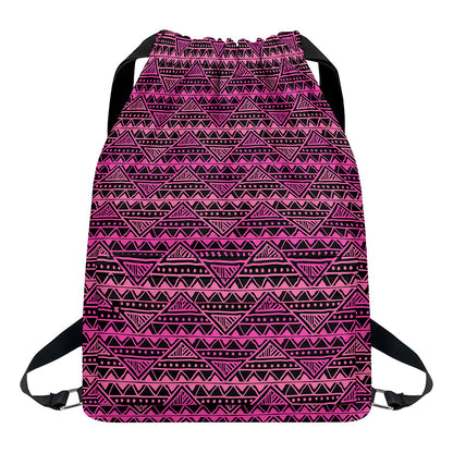 Pink African Ethnic Pattern Print Drawstring Backpack
