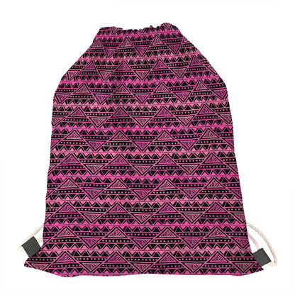 Pink African Ethnic Pattern Print Drawstring Bag