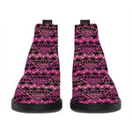 Pink African Ethnic Pattern Print Flat Ankle Boots