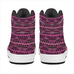 Pink African Ethnic Pattern Print High Top Leather Sneakers