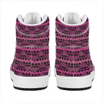 Pink African Ethnic Pattern Print High Top Leather Sneakers
