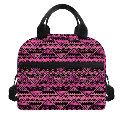 Pink African Ethnic Pattern Print Insulated Lunch Bag