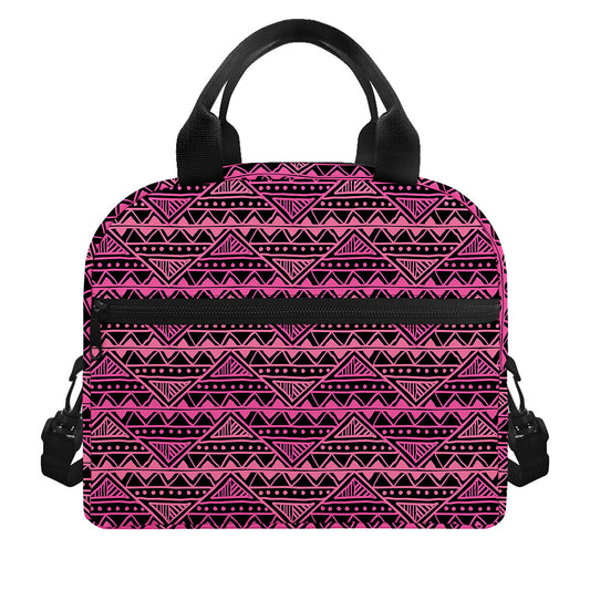 Pink African Ethnic Pattern Print Insulated Lunch Bag