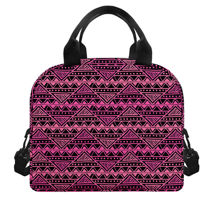 Pink African Ethnic Pattern Print Insulated Lunch Bag