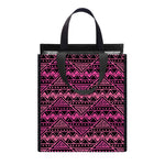 Pink African Ethnic Pattern Print Insulated Lunch Tote