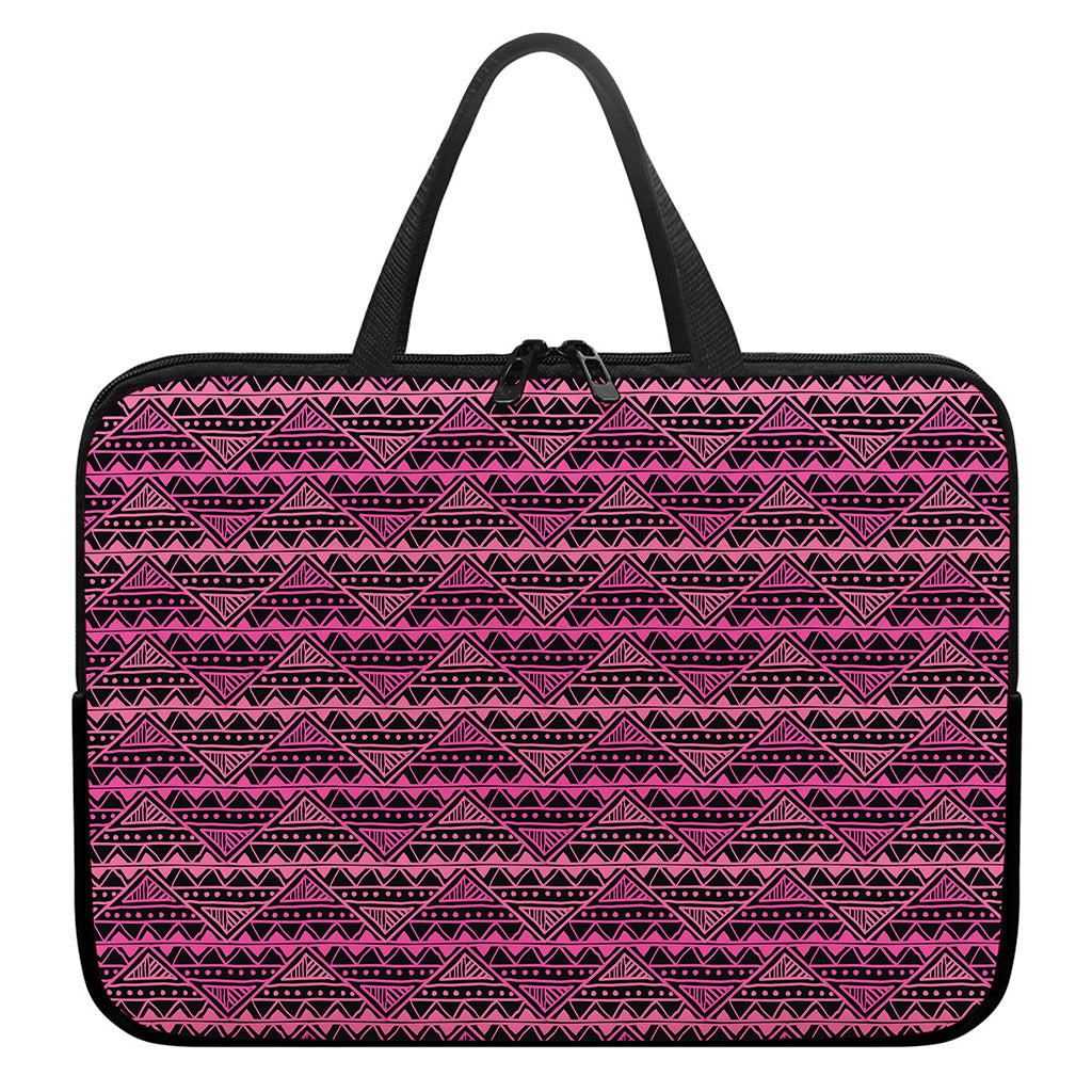 Pink African Ethnic Pattern Print Laptop Sleeve With Handle