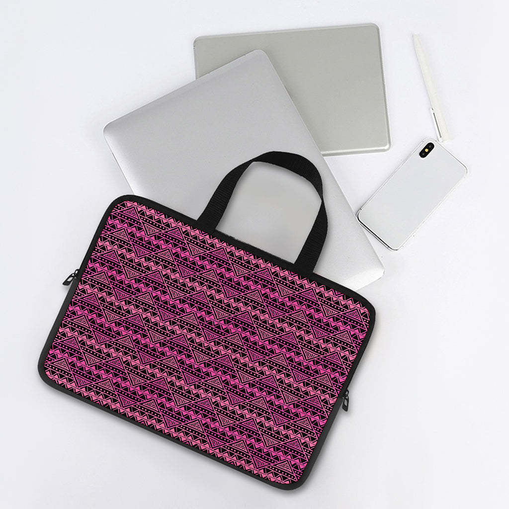 Pink African Ethnic Pattern Print Laptop Sleeve With Handle