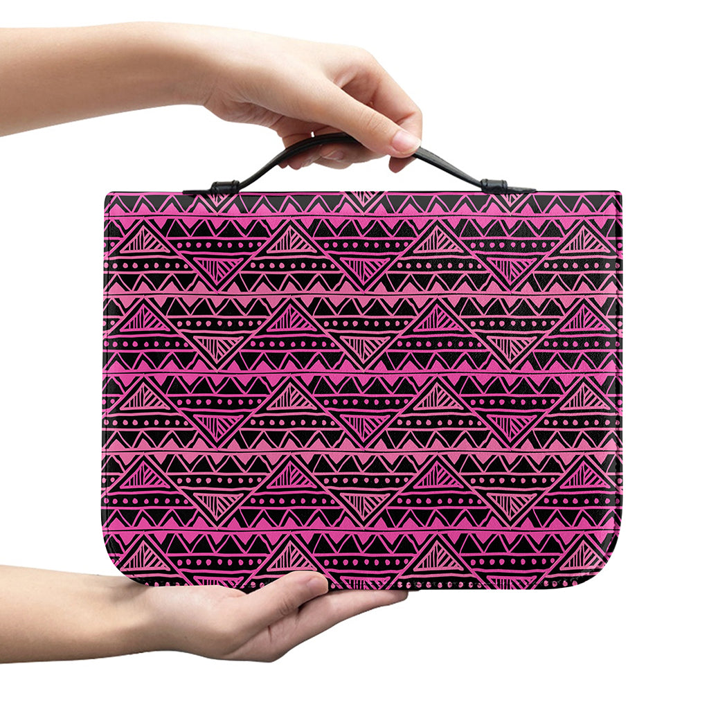 Pink African Ethnic Pattern Print Leather Bible Cover