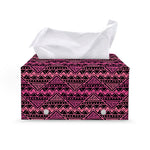 Pink African Ethnic Pattern Print Leather Tissue Box Cover