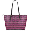 Pink African Ethnic Pattern Print Leather Tote Bag