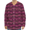 Pink African Ethnic Pattern Print Long Sleeve Baseball Jersey