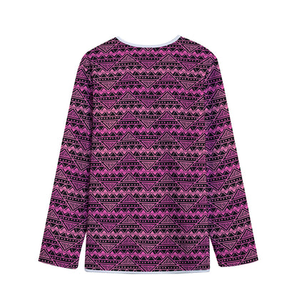 Pink African Ethnic Pattern Print Long Sleeve Short Coat