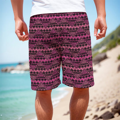 Pink African Ethnic Pattern Print Men's Cargo Shorts