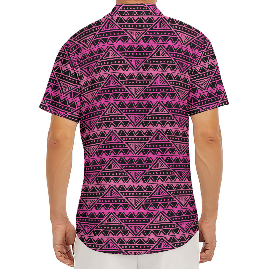Pink African Ethnic Pattern Print Men's Deep V-Neck Shirt