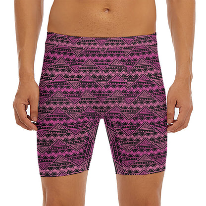 Pink African Ethnic Pattern Print Men's Long Boxer Briefs