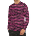 Pink African Ethnic Pattern Print Men's Long Sleeve Rash Guard