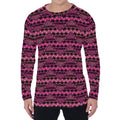 Pink African Ethnic Pattern Print Men's Long Sleeve T-Shirt