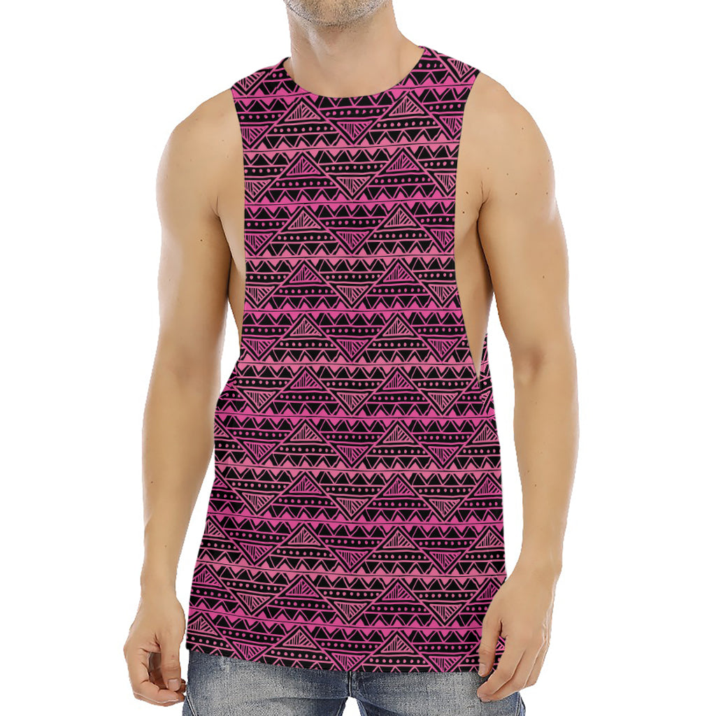 Pink African Ethnic Pattern Print Men's Muscle Tank Top