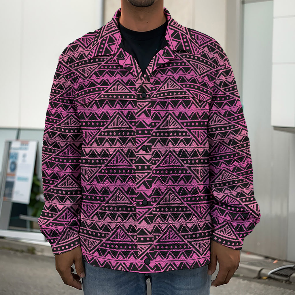 Pink African Ethnic Pattern Print Men's Shirt Jacket