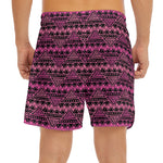 Pink African Ethnic Pattern Print Men's Split Running Shorts