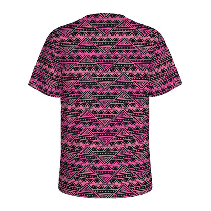 Pink African Ethnic Pattern Print Men's Sports T-Shirt