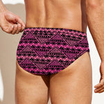 Pink African Ethnic Pattern Print Men's Swim Briefs