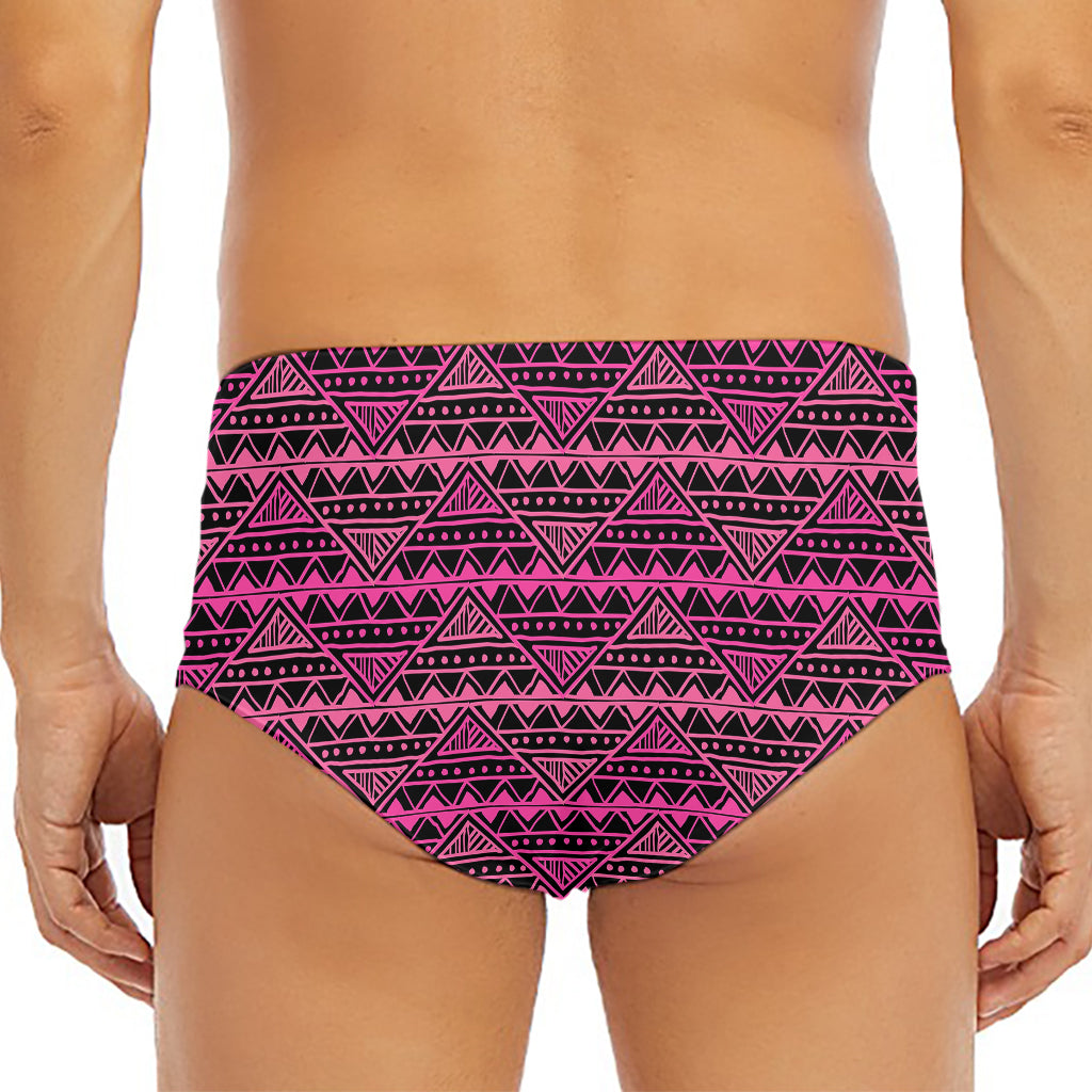 Pink African Ethnic Pattern Print Men's Triangle Swim Briefs