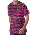 Pink African Ethnic Pattern Print Men's Velvet T-Shirt