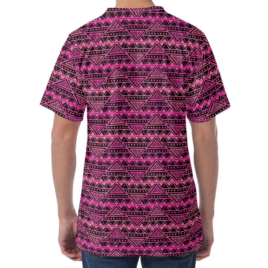 Pink African Ethnic Pattern Print Men's Velvet T-Shirt