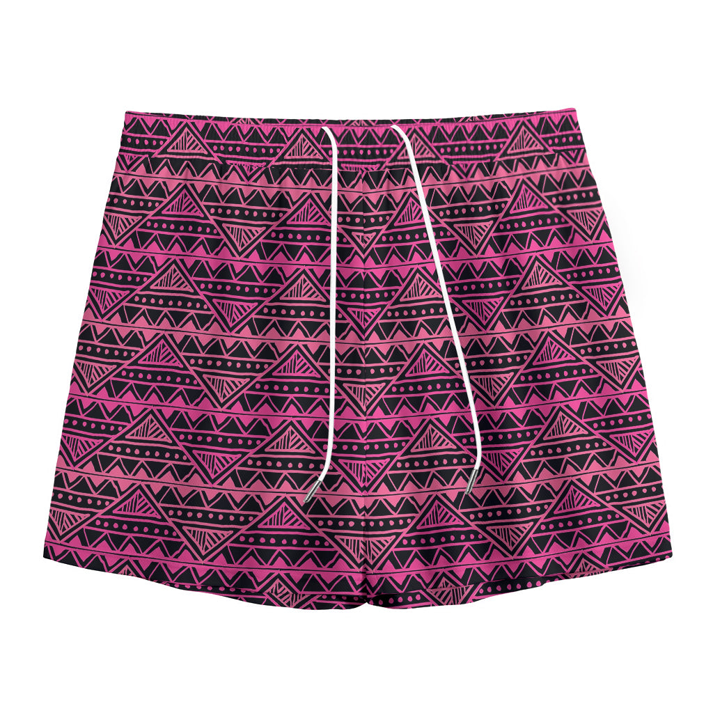 Pink African Ethnic Pattern Print Mesh Shorts