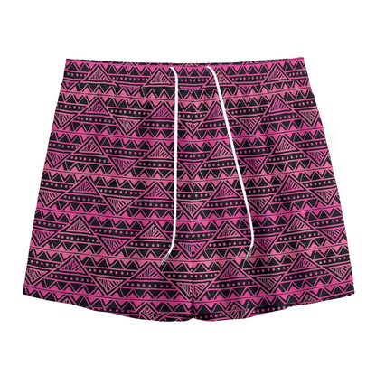 Pink African Ethnic Pattern Print Mesh Shorts