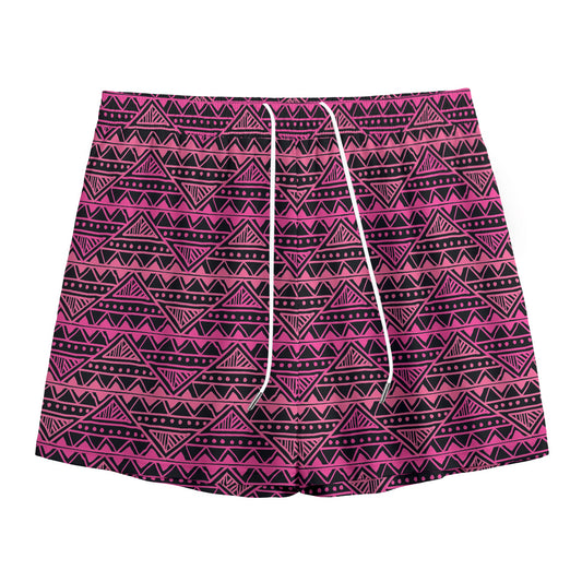 Pink African Ethnic Pattern Print Mesh Shorts