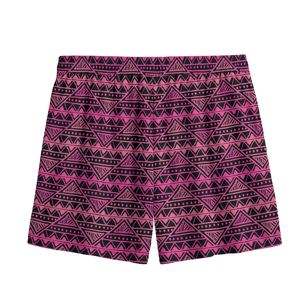 Pink African Ethnic Pattern Print Mesh Shorts