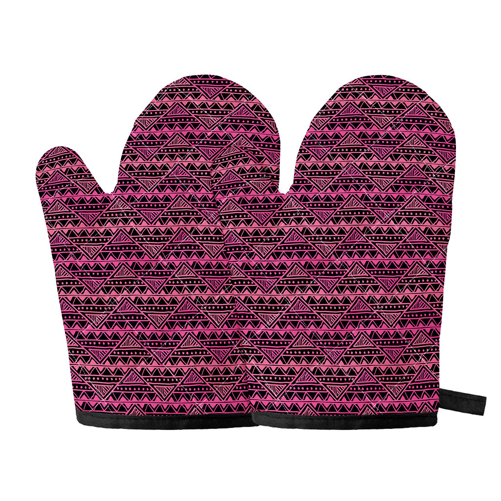 Pink African Ethnic Pattern Print Oven Mitts